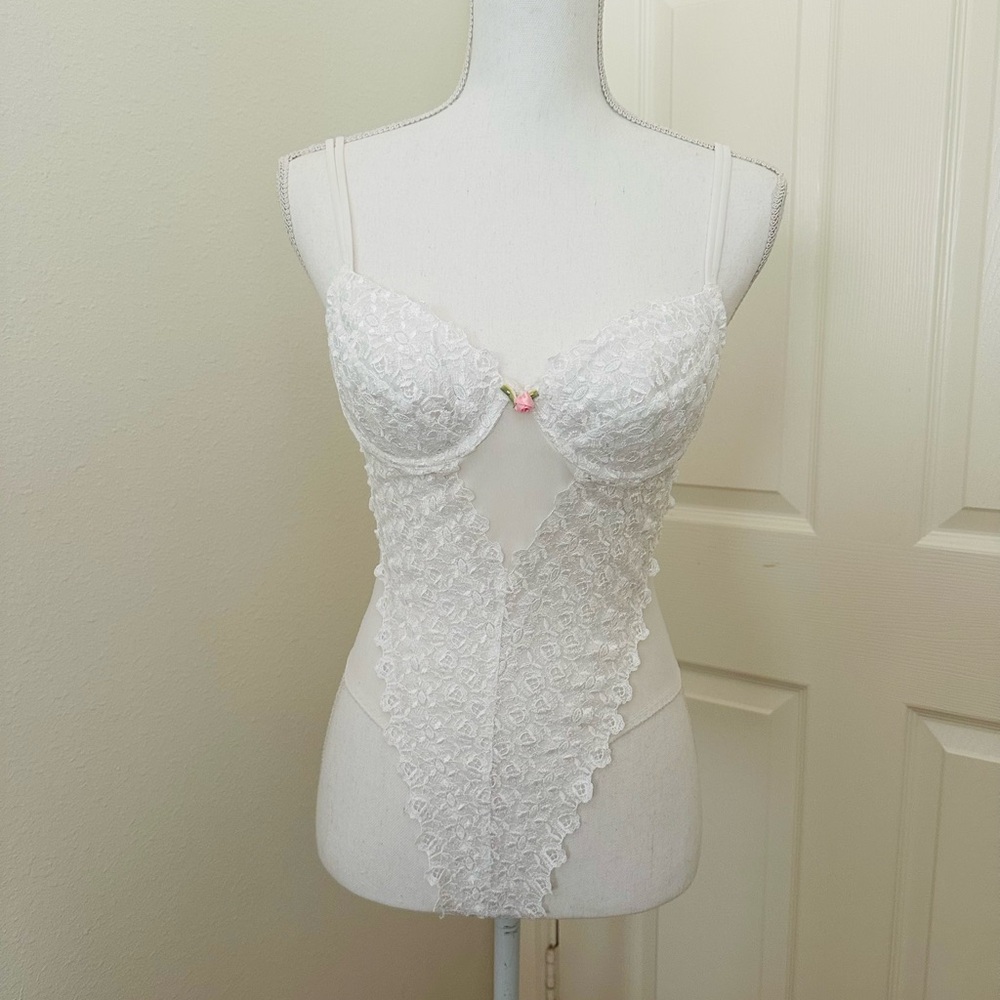 Victoria's Secret White Lace Thong Teddy